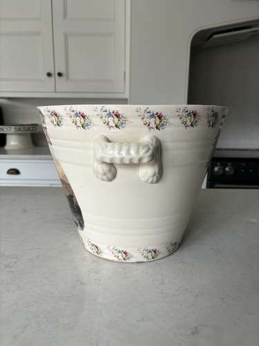 Original Early 20thC White Ironstone Transfer Printed Dairy Pail. A/F