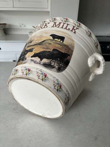 Original Early 20thC White Ironstone Transfer Printed Dairy Pail. A/F