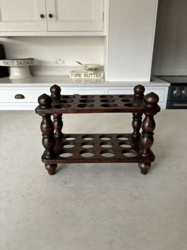Early 20thC Treen Two Tier Egg Rack - Holds Two Dozen Eggs