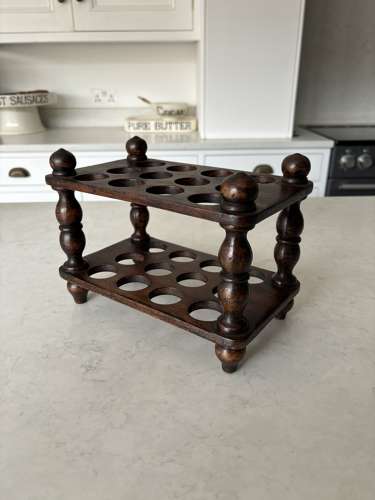 Early 20thC Treen Two Tier Egg Rack - Holds Two Dozen Eggs