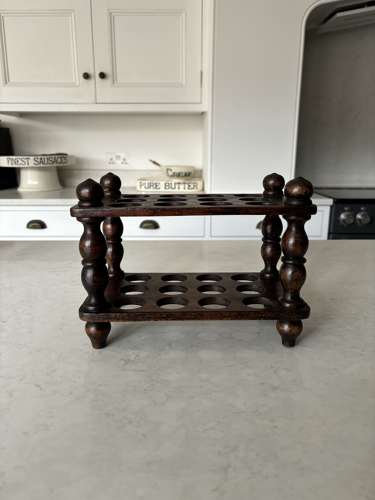Early 20thC Treen Two Tier Egg Rack - Holds Two Dozen Eggs