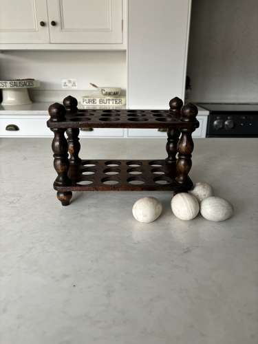 Early 20thC Treen Two Tier Egg Rack - Holds Two Dozen Eggs