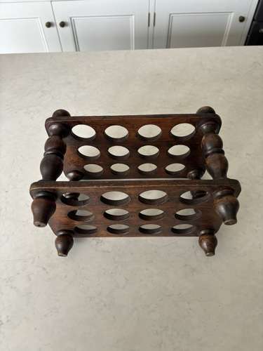 Early 20thC Treen Two Tier Egg Rack - Holds Two Dozen Eggs