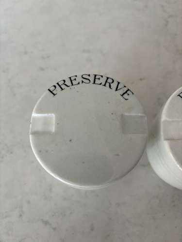 Early 20th Century White Ironstone Rare Matching Butter& Preserve Pots