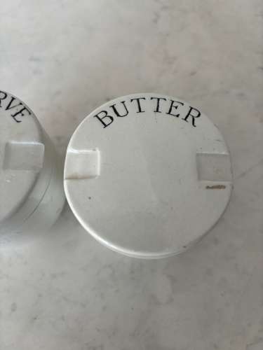 Early 20th Century White Ironstone Rare Matching Butter& Preserve Pots