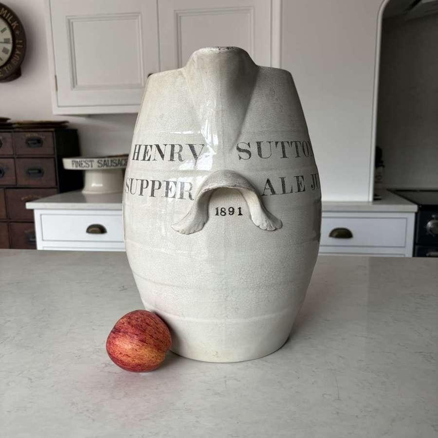 HUGE Late Victorian White Banded Ironstone Jug - Henry Suttons 1891