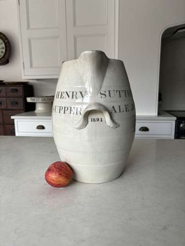 HUGE Late Victorian White Banded Ironstone Jug - Henry Suttons 1891