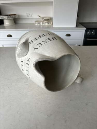 HUGE Late Victorian White Banded Ironstone Jug - Henry Suttons 1891