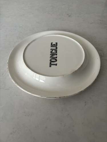 Rarer Design - Early 20thC White Ironstone Advertising Tongue Plate