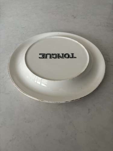 Rarer Design - Early 20thC White Ironstone Advertising Tongue Plate