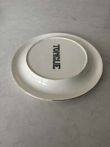 Rarer Design - Early 20thC White Ironstone Advertising Tongue Plate