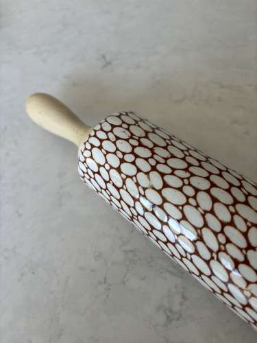 Late Victorian - Edwardian Brown Cobblestone Rolling Pin