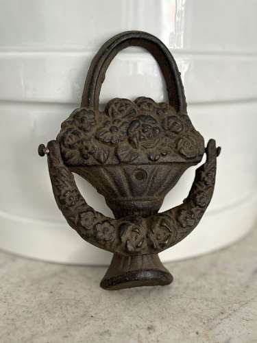 Early 20th Century Cast Iron Door Knocker - Flowers in Basket