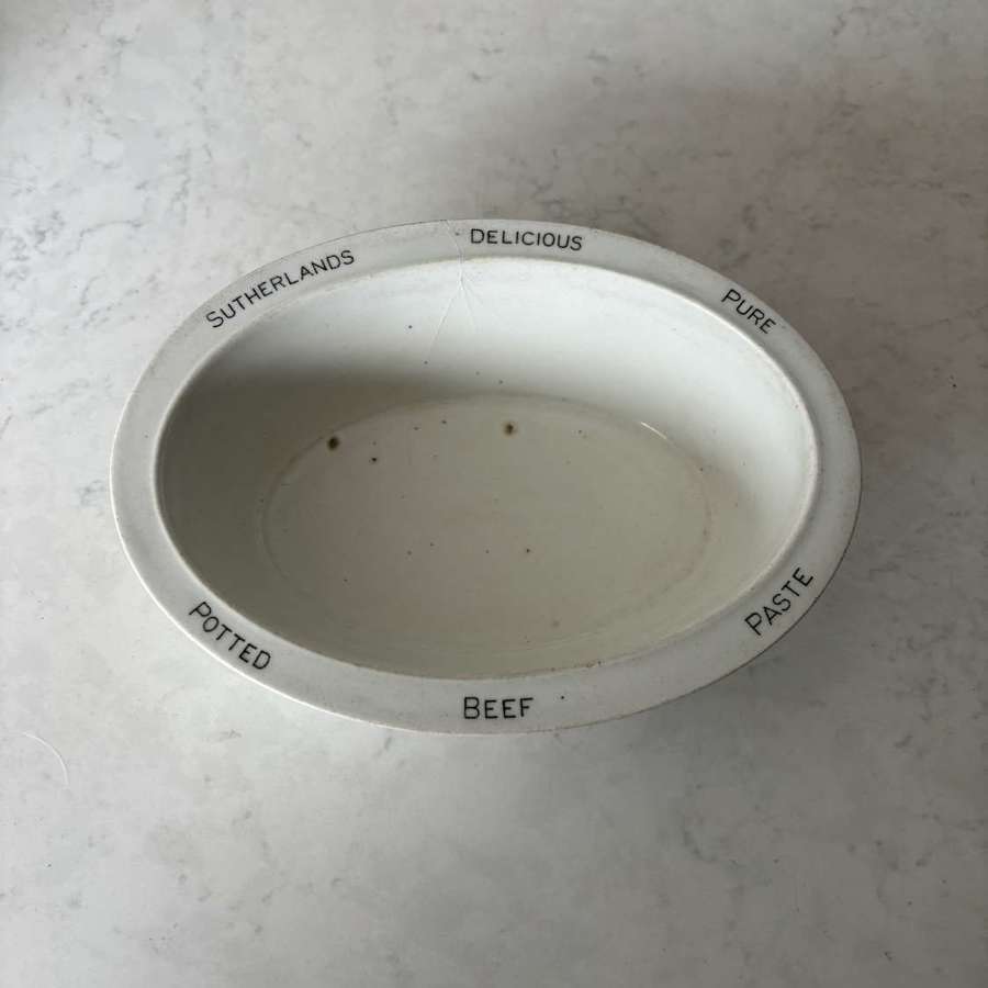 Early 20thC White Ironstone Advertising Bowl - Sutherlands Beef Paste