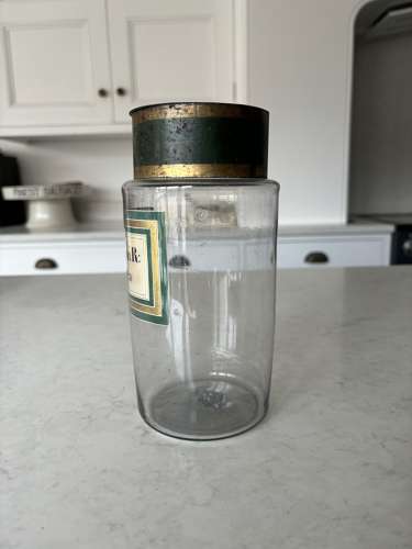 Late Victorian Glass Chemist’s Jar with Toleware Lid -Lovely Condition