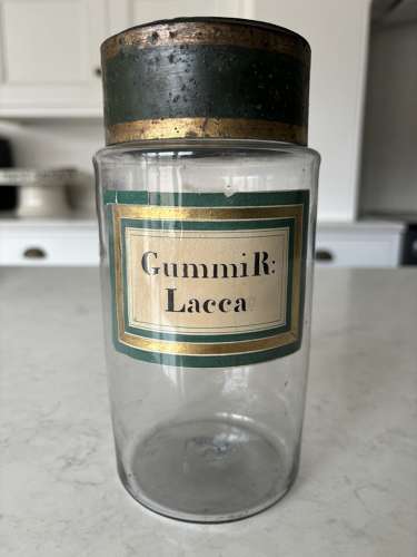 Late Victorian Glass Chemist’s Jar with Toleware Lid -Lovely Condition