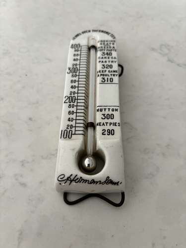 Edwardian White Ironstone Senn’s Oven Thermometer-Great Cond & Working