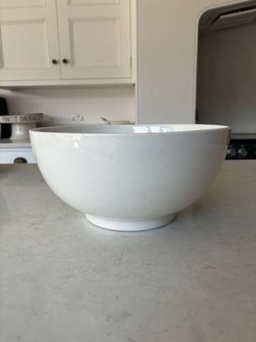 Pair of Large Early 20th Century White Ironstone Bowls on Raised Bases