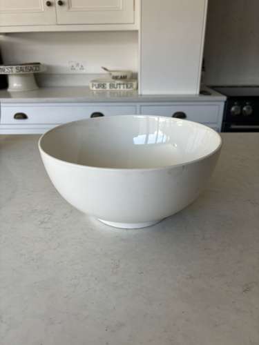 Pair of Large Early 20th Century White Ironstone Bowls on Raised Bases