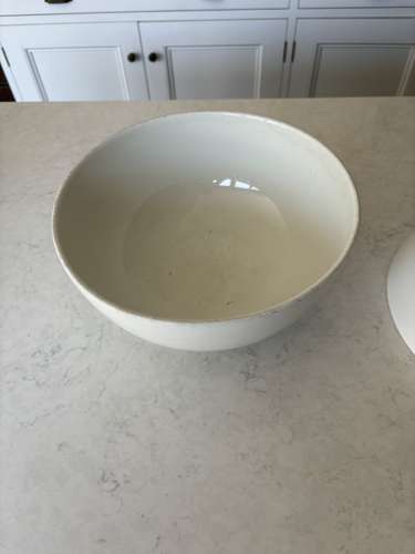 Pair of Large Early 20th Century White Ironstone Bowls on Raised Bases