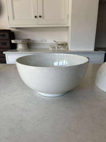 Pair of Large Early 20th Century White Ironstone Bowls on Raised Bases