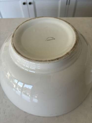 Pair of Large Early 20th Century White Ironstone Bowls on Raised Bases