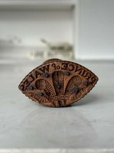 Superb Victorian Treen Biscuit Stamp-Pricker -Prince of Wales Feathers