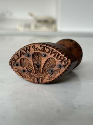 Superb Victorian Treen Biscuit Stamp-Pricker -Prince of Wales Feathers