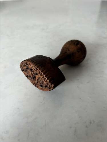 Superb Victorian Treen Biscuit Stamp-Pricker -Prince of Wales Feathers