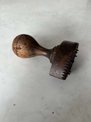 Superb Victorian Treen Biscuit Stamp-Pricker -Prince of Wales Feathers