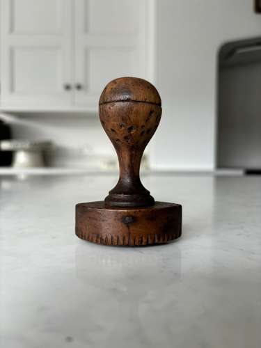 Superb Victorian Treen Biscuit Stamp-Pricker -Prince of Wales Feathers