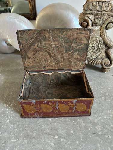 Early 20th Century Toleware Calling Card Tin - Beautiful Floral Top