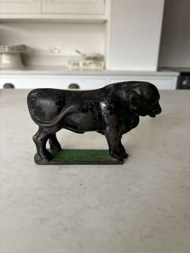 Victorian Solid Cast Iron Butcher’s Bull Paperweight Original Paint