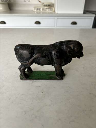 Victorian Solid Cast Iron Butcher’s Bull Paperweight Original Paint