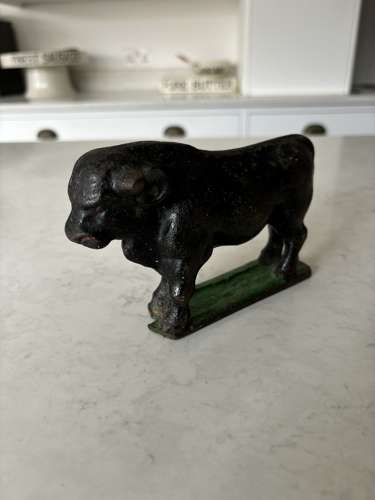 Victorian Solid Cast Iron Butcher’s Bull Paperweight Original Paint