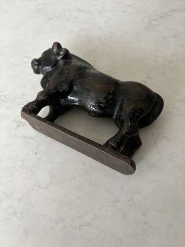 Victorian Solid Cast Iron Butcher’s Bull Paperweight Original Paint