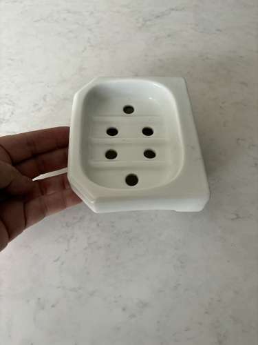 Early 20th Century White Ceramic Wall Hung Soap Dish