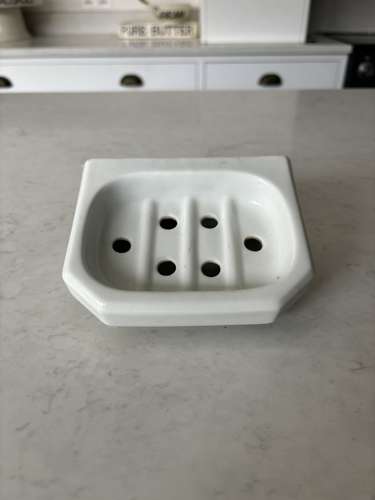 Early 20th Century White Ceramic Wall Hung Soap Dish