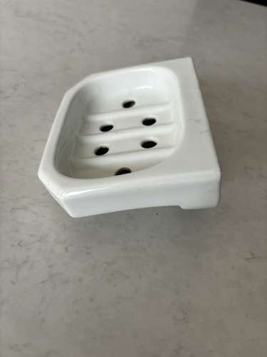 Early 20th Century White Ceramic Wall Hung Soap Dish