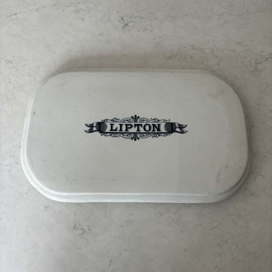 Rare Edwardian White Ironstone Advertising Slab for Liptons (Tea)
