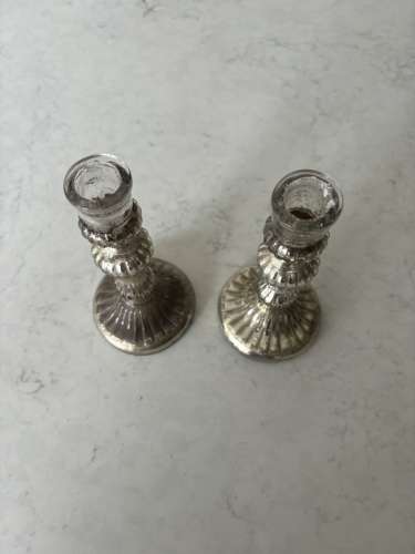 Matched Pair of Genuine Victorian Mercury Glass Candlesticks