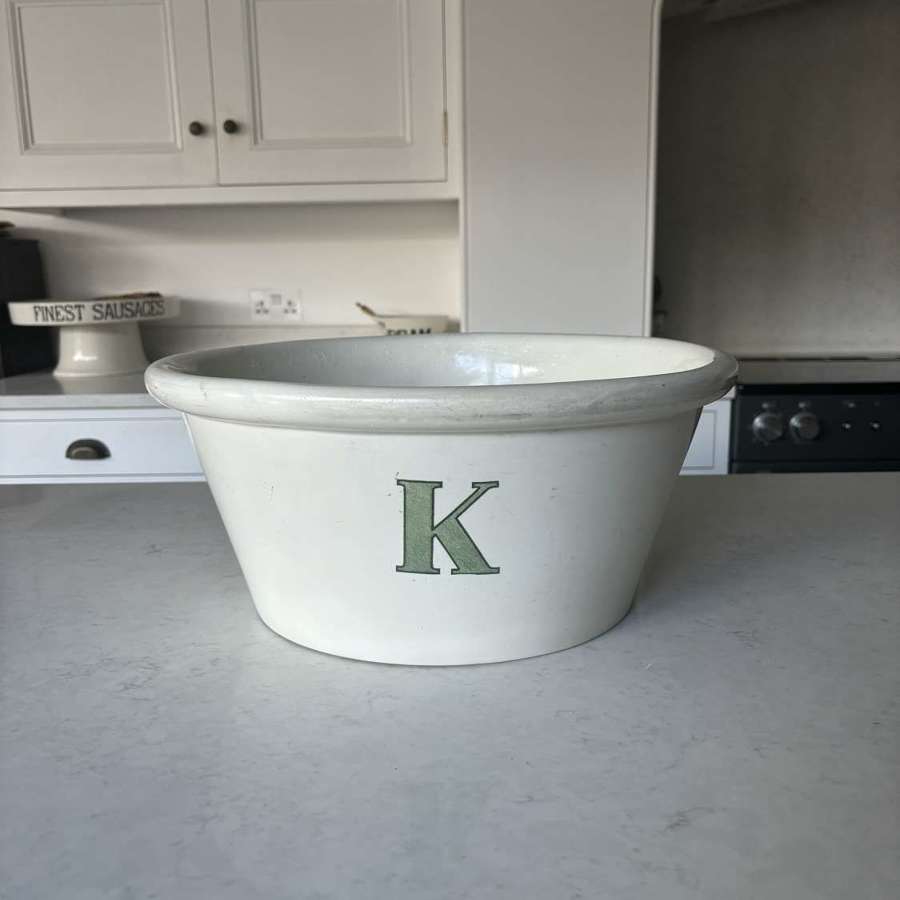 Super Rare Edwardian Grimwades White Ironstone K (For Kitchen) Bowl
