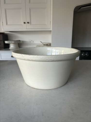 Edwardian White Ironstone K for Kitchen Bowl- Great Original Condition