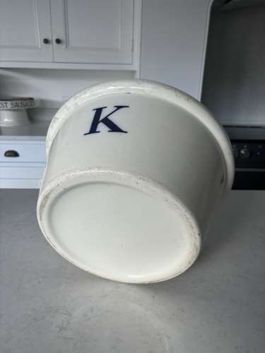 Edwardian White Ironstone K for Kitchen Bowl- Great Original Condition