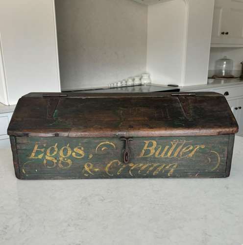 Amazing Victorian Dairy Cart’s Box Original Paint -Eggs Butter & Cream