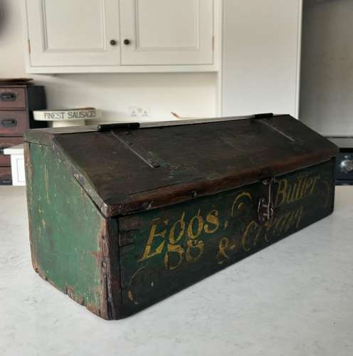 Amazing Victorian Dairy Cart’s Box Original Paint -Eggs Butter & Cream