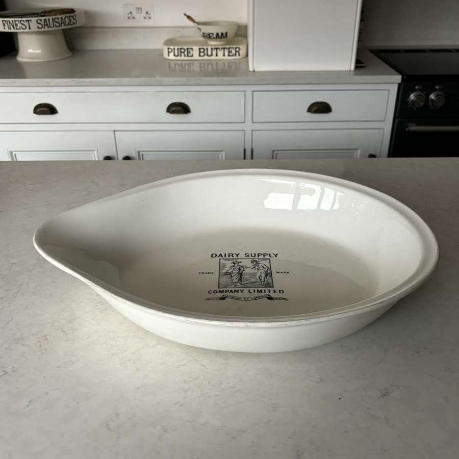 Rare Late 19thC Large White Ironstone Dairy Creamer - Dairy Supply Co