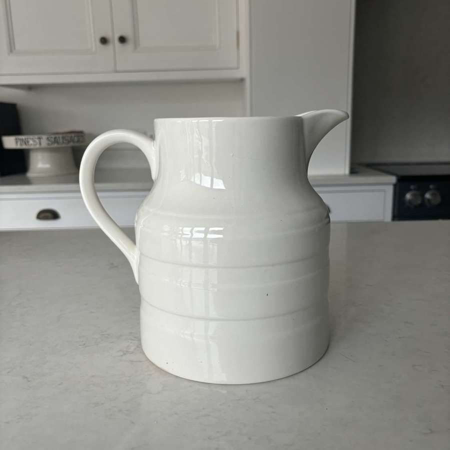Large Early 20th Century White Ironstone Banded Jug