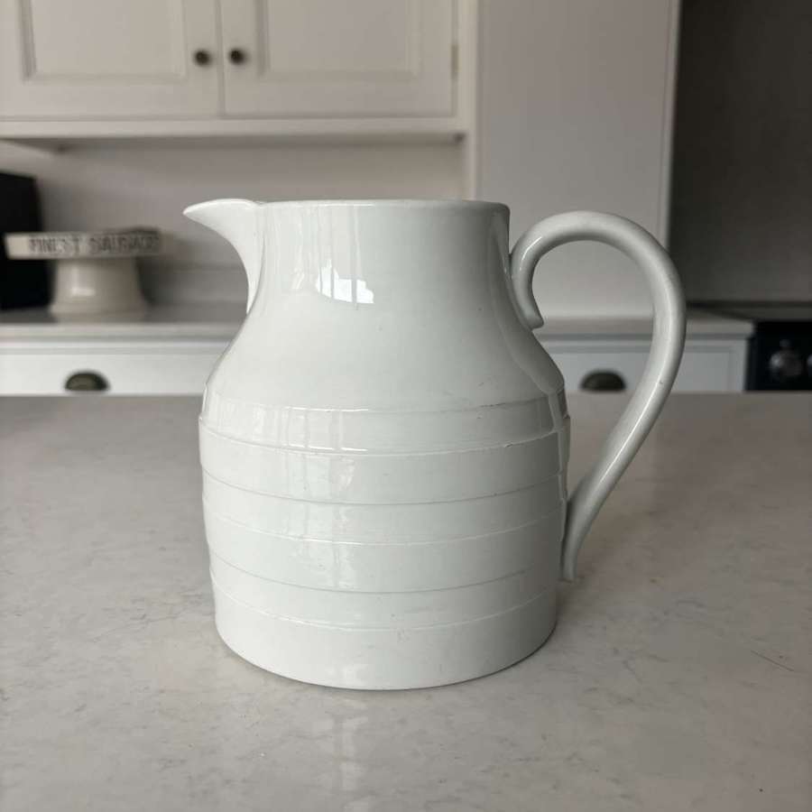 Late Victorian White Ironstone Banded Dairy Jug - Wedgwood