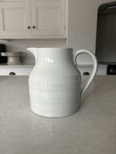 Late Victorian White Ironstone Banded Dairy Jug - Wedgwood